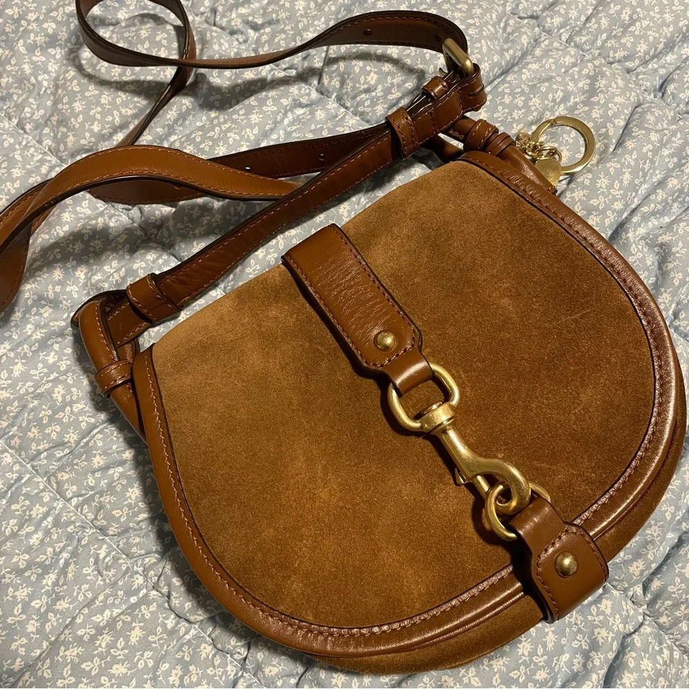 Michael Kors Jamie Medium Suede Saddle Bag - Picture 2 of 14